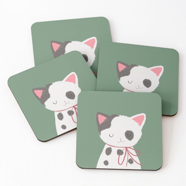 Item preview, Cute White Cat with Pink Bow Minimalist Aesthetic Kitty Illustraton by Jemma Jamie SKidmore  designed and sold by Jemma Jamie Skidmore.
