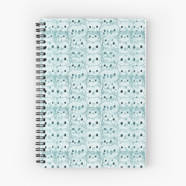Item preview, ฺBlue Manga Cat Expressions Pattern designed and sold by Glam-OOTD.