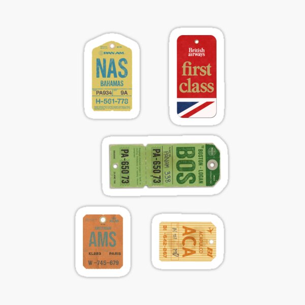 Item preview, Vintage airlines tags stickers 8 designed and sold by LostTravelersLab.