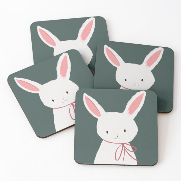 Item preview, Cute White rabbit with Pink Bow Minimalist Aesthetic Kitty Illustraton by Jemma Jamie SKidmore  designed and sold by Jemma Jamie Skidmore.