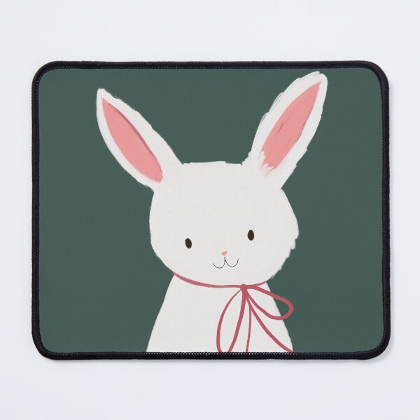 Item preview, Cute White rabbit with Pink Bow Minimalist Aesthetic Kitty Illustraton by Jemma Jamie SKidmore designed and sold by Jemma Jamie Skidmore.