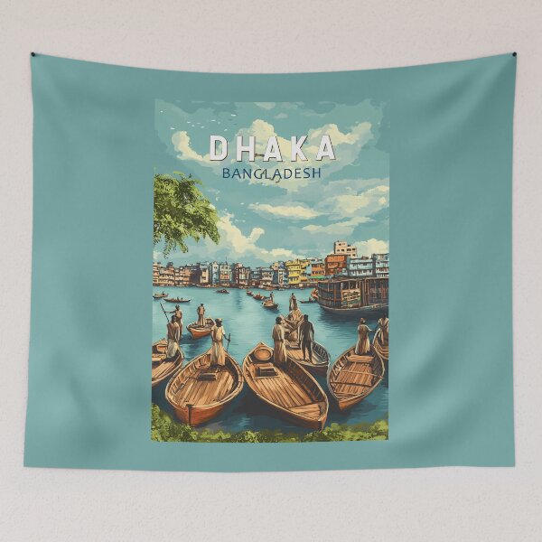 Item preview, Dhaka Bangladesh Illustration Travel Art Vintage designed and sold by KrisSidDesigns.