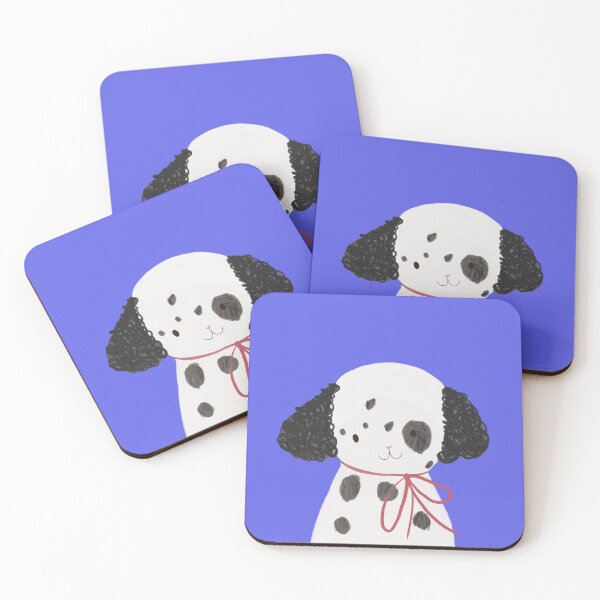 Item preview, White puppy with Pink Bow Minimalist Aesthetic Kitty Illustraton by Jemma Jamie SKidmore  designed and sold by Jemma Jamie Skidmore.