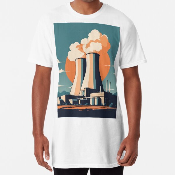 Artikel-Vorschau von Vintage-Illustration eines Atomkraftwerks, designt und verkauft von PixelAlchemy0.