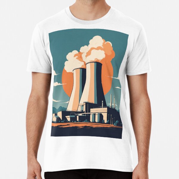Artikel-Vorschau von Vintage-Illustration eines Atomkraftwerks, designt und verkauft von PixelAlchemy0.