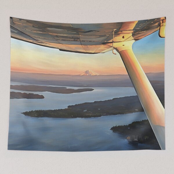 Item preview, Mt Rainier & Mt Adams Flying Sunset (Impressionist) designed and sold by flyscenicair.