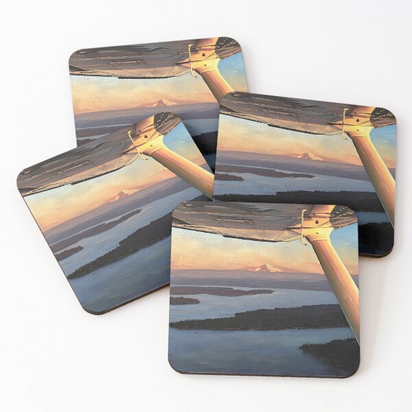Item preview, Mt Rainier & Mt Adams Flying Sunset (Oil Painting) designed and sold by flyscenicair.