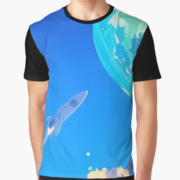 Item preview, spaceship toward blue-green plant in deep space designed and sold by AHMEK13512.