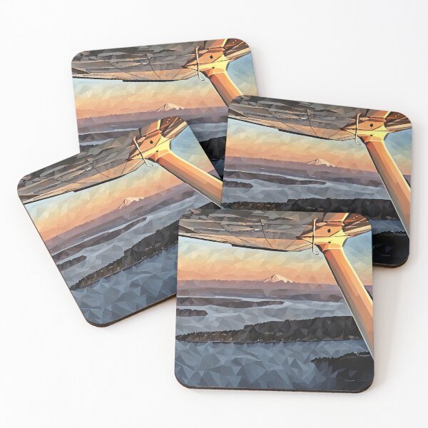 Item preview, Mt Rainier & Mt Adams Flying Sunset (Poly Art) designed and sold by flyscenicair.