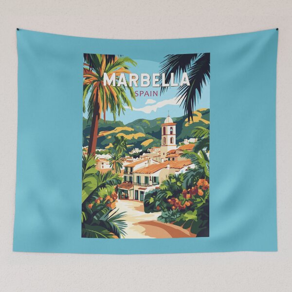 Item preview, Marbella Spain Illustration Travel Art Vintage designed and sold by KrisSidDesigns.