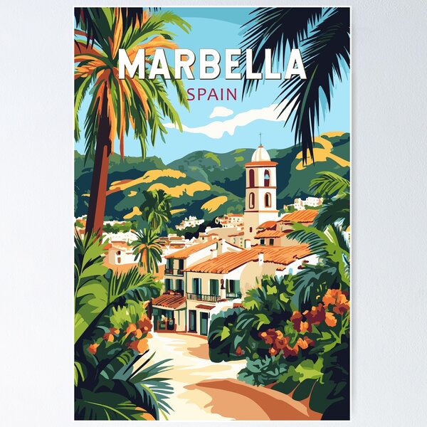 Item preview, Marbella Spain Illustration Travel Art Vintage designed and sold by KrisSidDesigns.