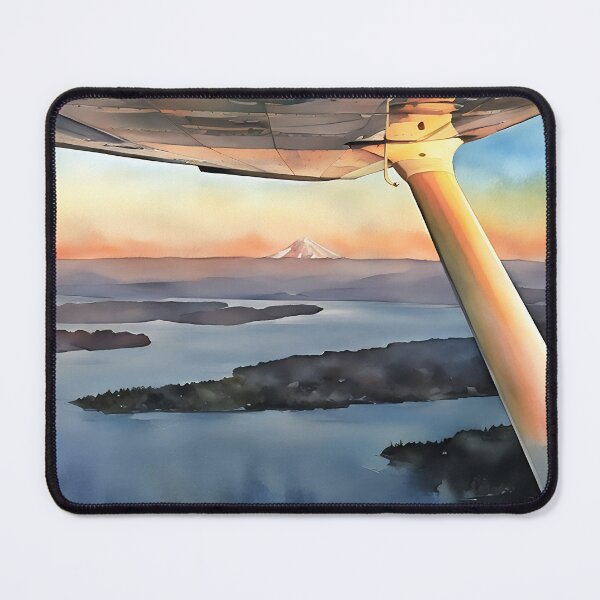 Item preview, Mt Rainier & Mt Adams Flying Sunset (Watercolor) designed and sold by flyscenicair.