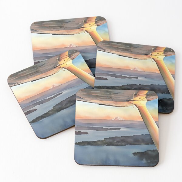 Item preview, Mt Rainier & Mt Adams Flying Sunset (Watercolor) designed and sold by flyscenicair.