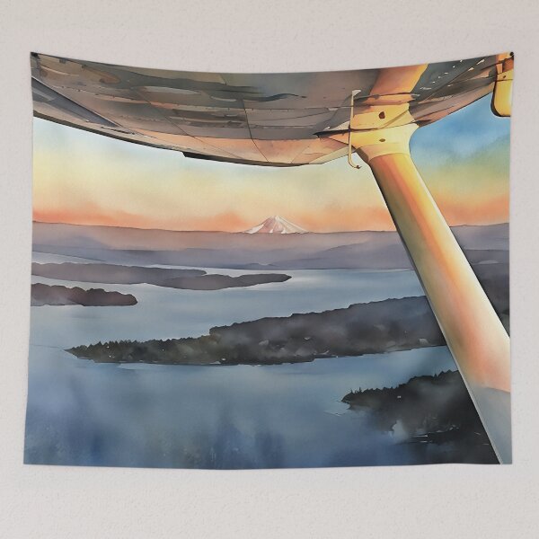 Item preview, Mt Rainier & Mt Adams Flying Sunset (Watercolor) designed and sold by flyscenicair.