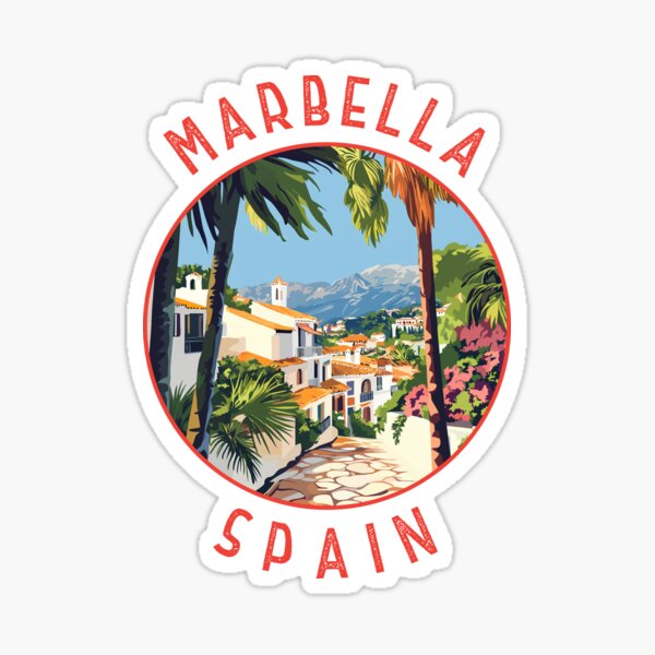 Marbella Spain Retro Distressed Circle Sticker