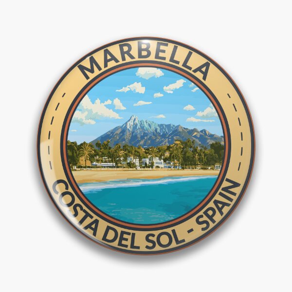 Item preview, Marbella Spain Costa Del Sol Travel Art Badge designed and sold by KrisSidDesigns.