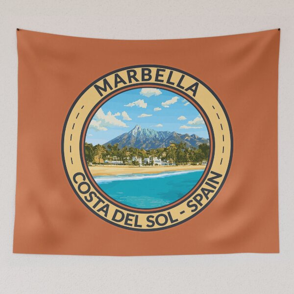Item preview, Marbella Spain Costa Del Sol Travel Art Badge designed and sold by KrisSidDesigns.