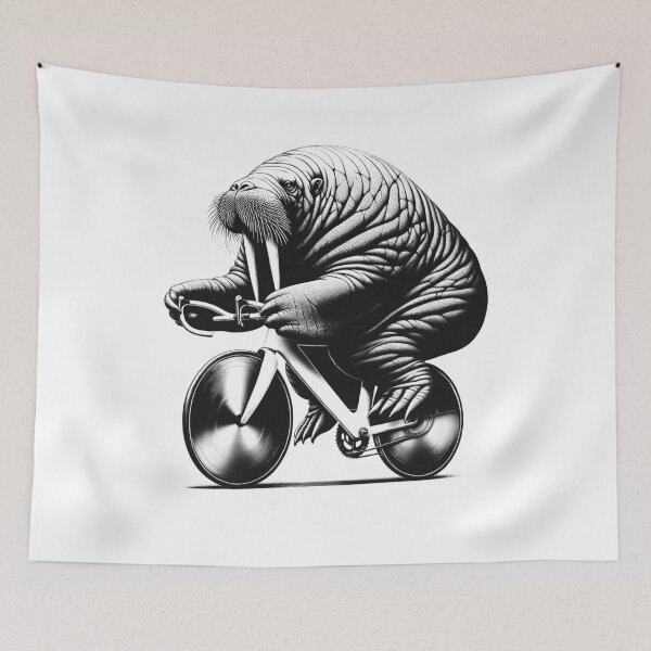 Item preview, Walrus Riding Bike Biker Bicycle Lover Biking designed and sold by Kimberley King Art  King Art.