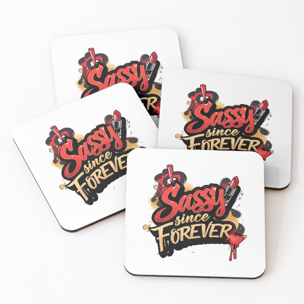 Item preview, Sassy Since Forever Bold Sticker Graffiti Style Lettering Lipstick Smudges High Heels Fiery Red Black Metallic Gold Fierce Confident Aesthetic designed and sold by zoughlal.