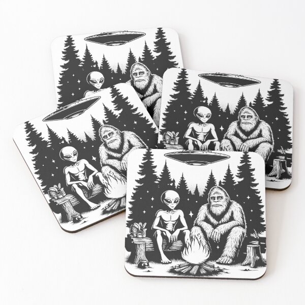 Item preview, Bigfoot and Alien Outdoor Sasquatch Hiking Camping designed and sold by Kimberley King Art  King Art.