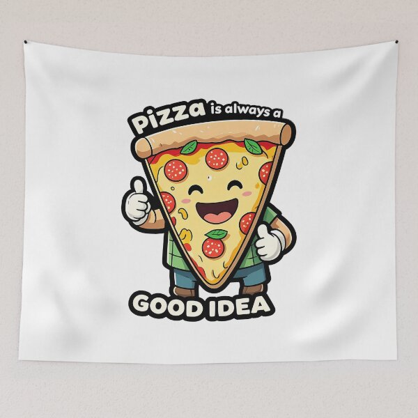 Item preview, Pizza Slice Smiling Thumbs Up Playful Food Art Bubbly Font Tomato Red Cheesy Yellow Basil Green Fun Foodie Friendly designed and sold by zoughlal.