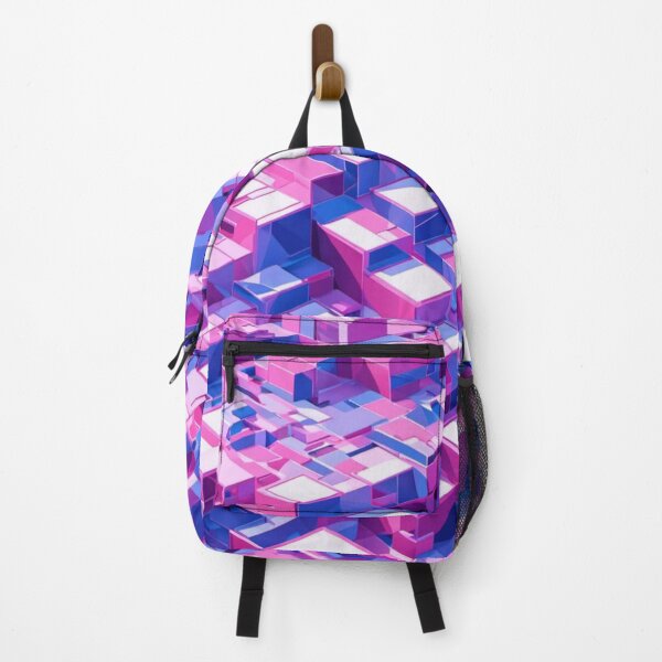 Item preview, Vibrant Pink and Blue Geometric Cityscape designed and sold by Harmonic_Layers.