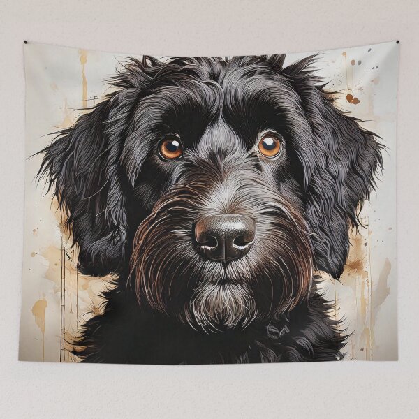 Artikelvorschau, Schwarzer Golden Doodle Portrait  entworfen und verkauft von hhh-art.
