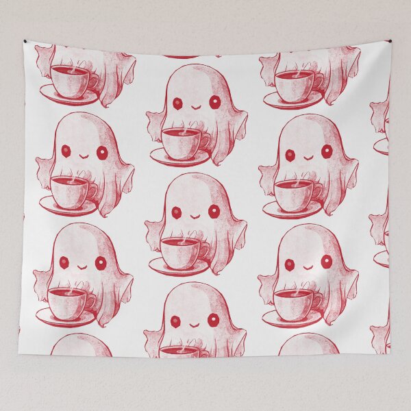 Item preview, Cute Ghost Drinking Coffee designed and sold by kinpirks.