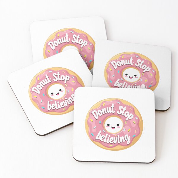 Item preview, Donut with Sprinkles Big Smile Donut Stop Believing Playful Rounded Font Pastel Pink Baby Blue Vanilla Cream Sweet Lighthearted  designed and sold by zoughlal.
