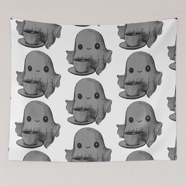 Item preview, Cute Ghost Drinking Coffee designed and sold by kinpirks.