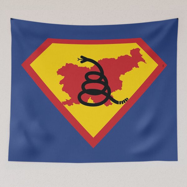 Item preview, SLOVENE SHIELD - Freedom Is The Superpower - Modern Gadsden Snake Flag - Dont Tread On Me SUPERHERO SLOVENIA design designed and sold by pelagio.