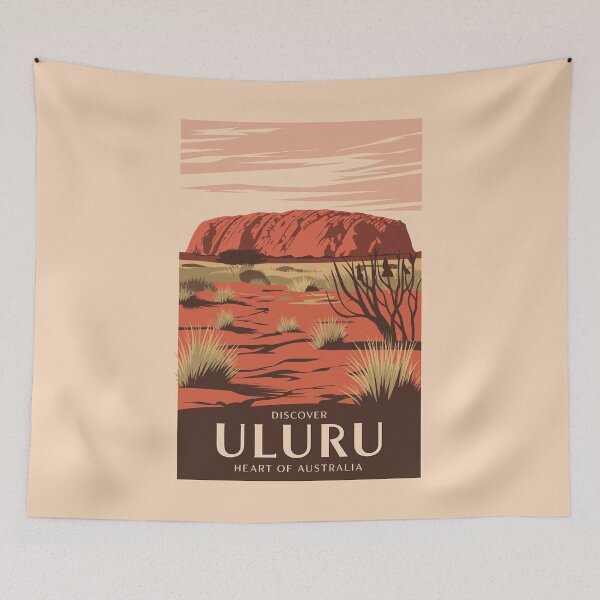 Item preview, Uluru Australia Travel Art Vintage designed and sold by KrisSidDesigns.