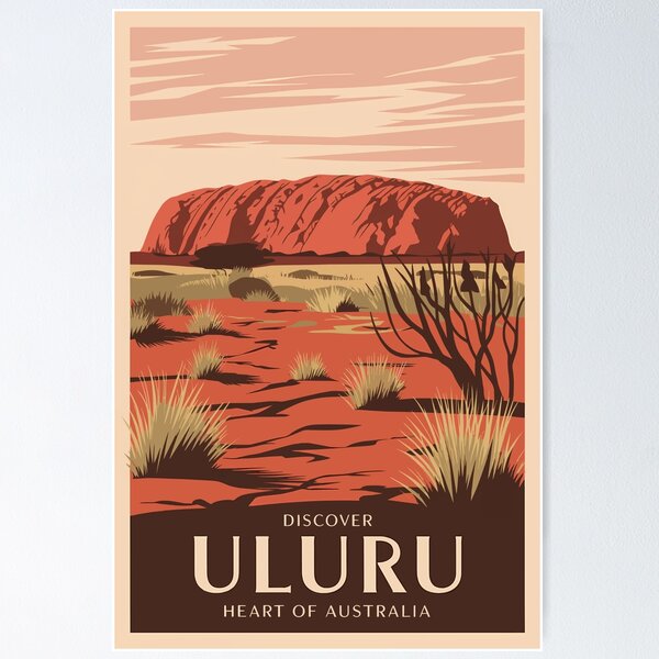 Item preview, Uluru Australia Travel Art Vintage designed and sold by KrisSidDesigns.