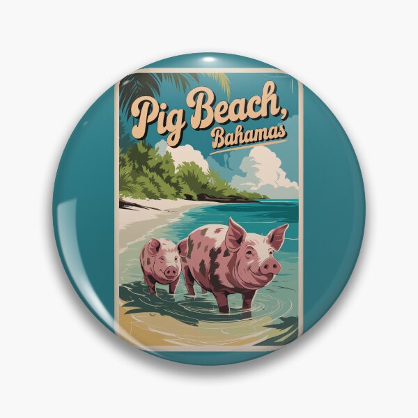 Item preview, Pig Beach Bahamas Travel Art Vintage designed and sold by KrisSidDesigns.