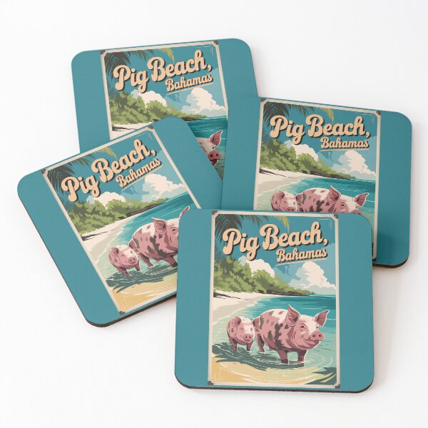 Item preview, Pig Beach Bahamas Travel Art Vintage designed and sold by KrisSidDesigns.
