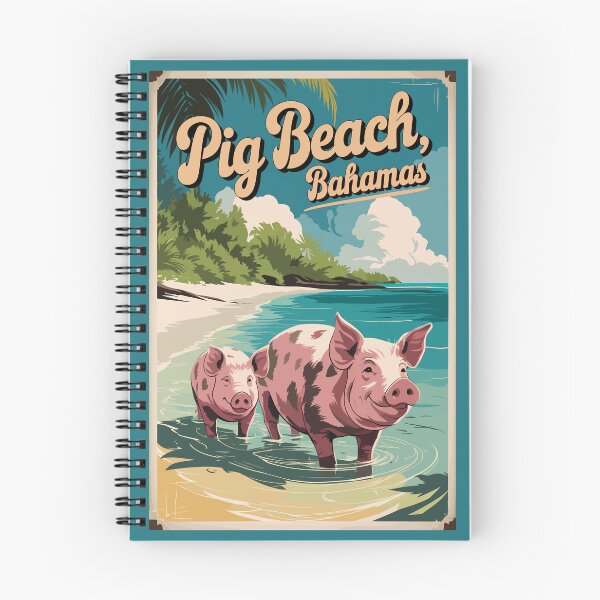 Item preview, Pig Beach Bahamas Travel Art Vintage designed and sold by KrisSidDesigns.