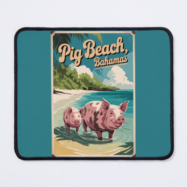 Item preview, Pig Beach Bahamas Travel Art Vintage designed and sold by KrisSidDesigns.