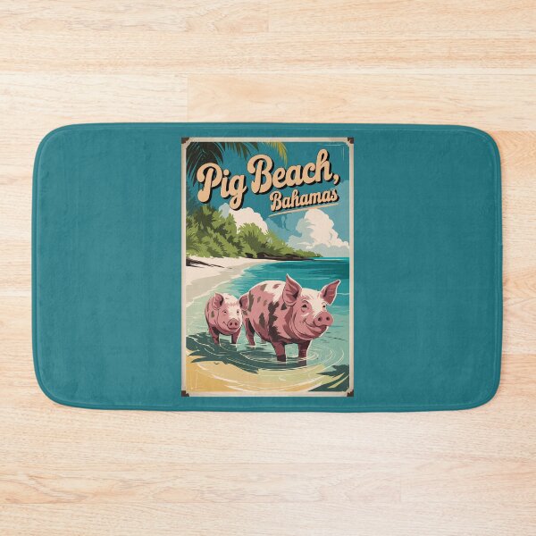 Item preview, Pig Beach Bahamas Travel Art Vintage designed and sold by KrisSidDesigns.