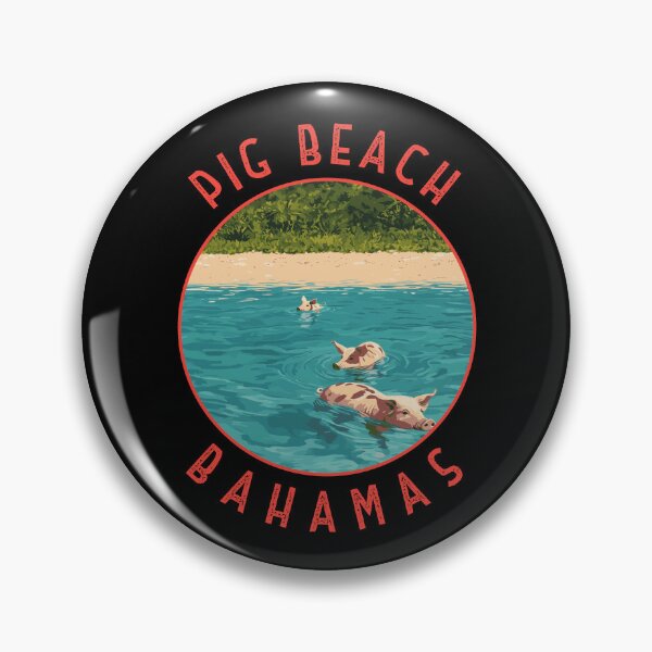 Item preview, Pig Beach Bahamas Retro Distressed Circle designed and sold by KrisSidDesigns.