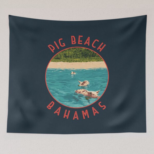 Item preview, Pig Beach Bahamas Retro Distressed Circle designed and sold by KrisSidDesigns.