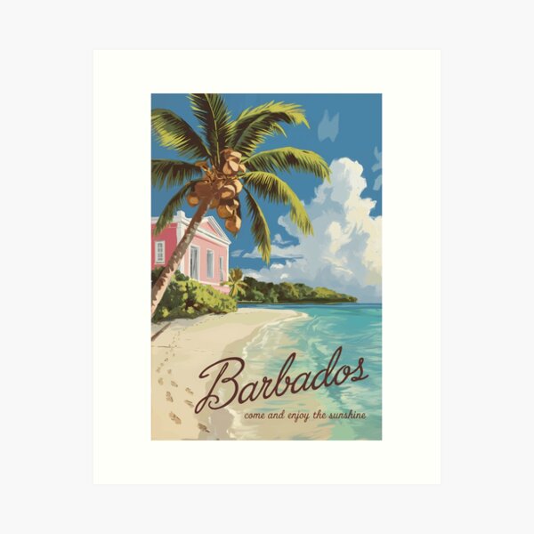 Item preview, Barbados Painterly Travel Art Vintage designed and sold by KrisSidDesigns.