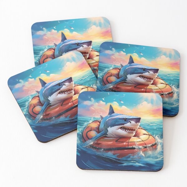 Item preview, shark in a dinghy at sea designed and sold by hhh-art.