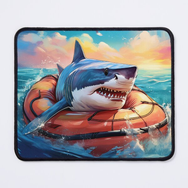 Item preview, shark in a dinghy at sea designed and sold by hhh-art.