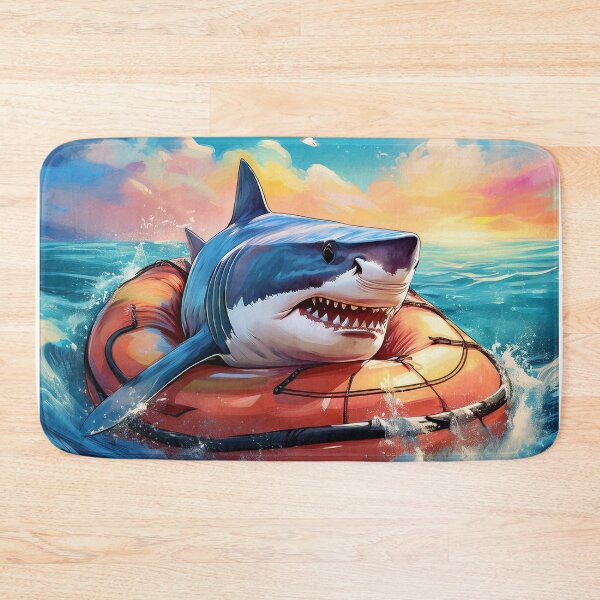 Item preview, shark in a dinghy at sea designed and sold by hhh-art.