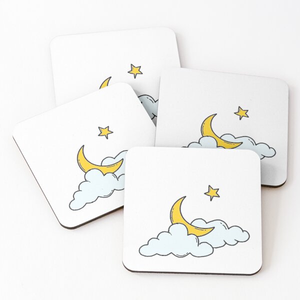Item preview, Ramadan Crescent Moon and Star in Clouds Illustration designed and sold by art.paperplanes.