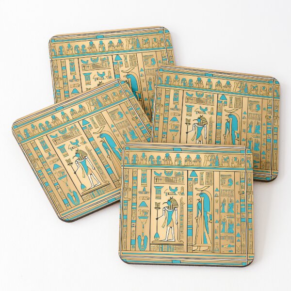 Item preview, Turquoise & Gold Ancient Egyptian Hieroglyphics designed and sold by AmoreDesignsUK.