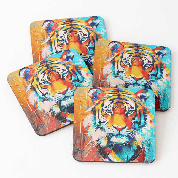 Item preview, Geometric Abstract Tiger – Colorful Digital Animal Portrait designed and sold by caracatita75.