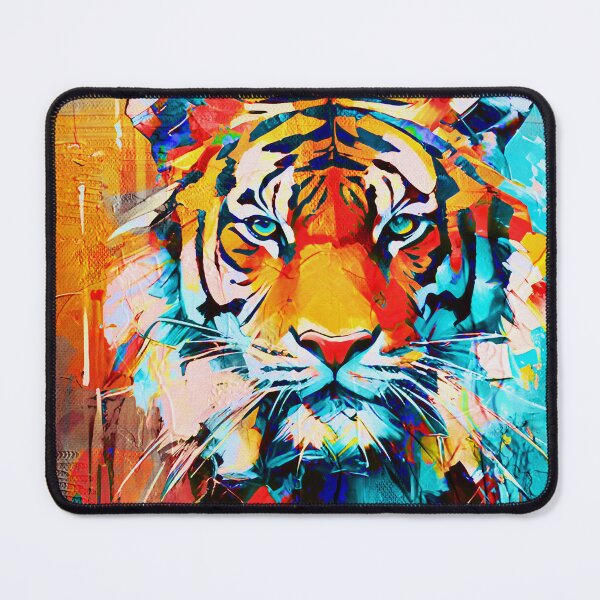 Item preview, Geometric Abstract Tiger – Colorful Digital Animal Portrait designed and sold by caracatita75.