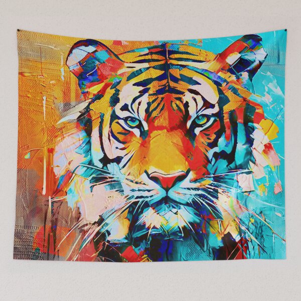 Item preview, Geometric Abstract Tiger – Colorful Digital Animal Portrait designed and sold by caracatita75.