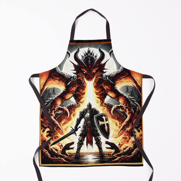 Item preview, Epic Knight vs. Dragon Battle – Fiery Medieval Fantasy Warrior Artwork with a Heroic Crusader and Fire-Breathing Dragon designed and sold by DrawHandArt.
